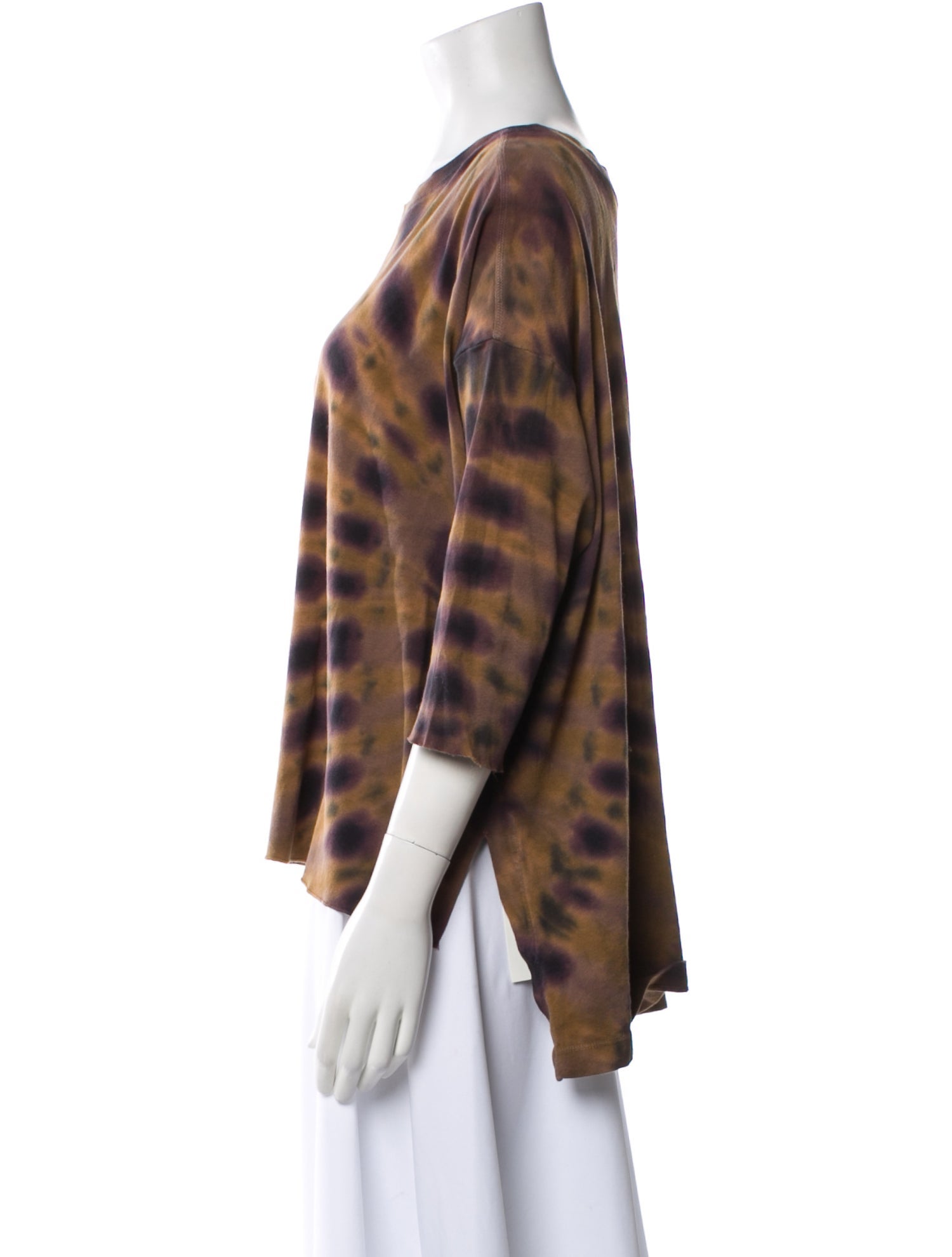 Raquel Allegra Tie-Dye Print Scoop Neck Blouse