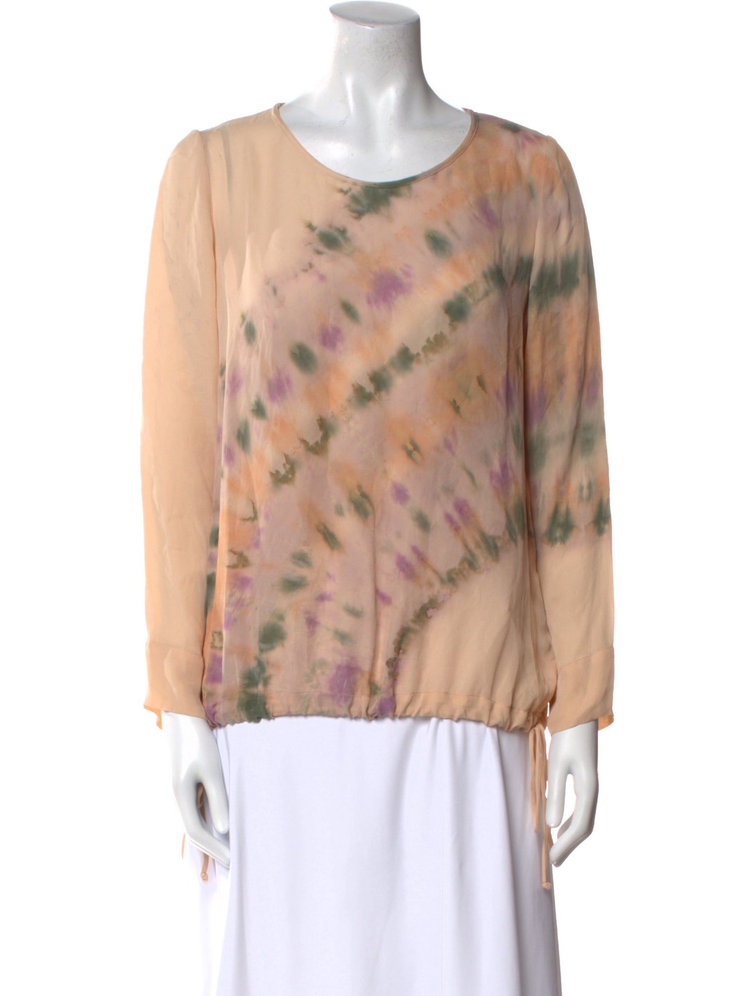 Raquel Allegra Silk Tie-Dye Print Blouse