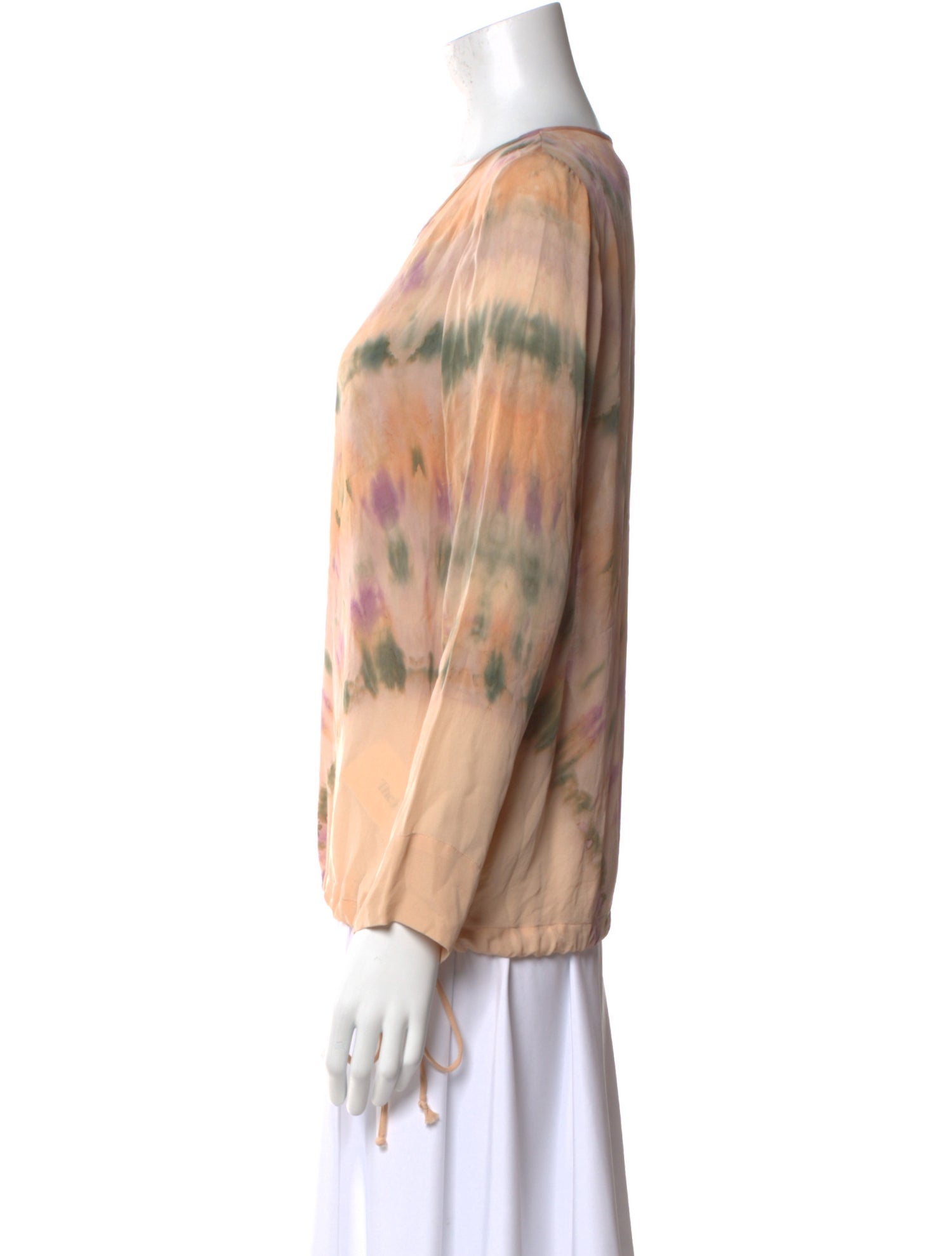 Raquel Allegra Silk Tie-Dye Print Blouse