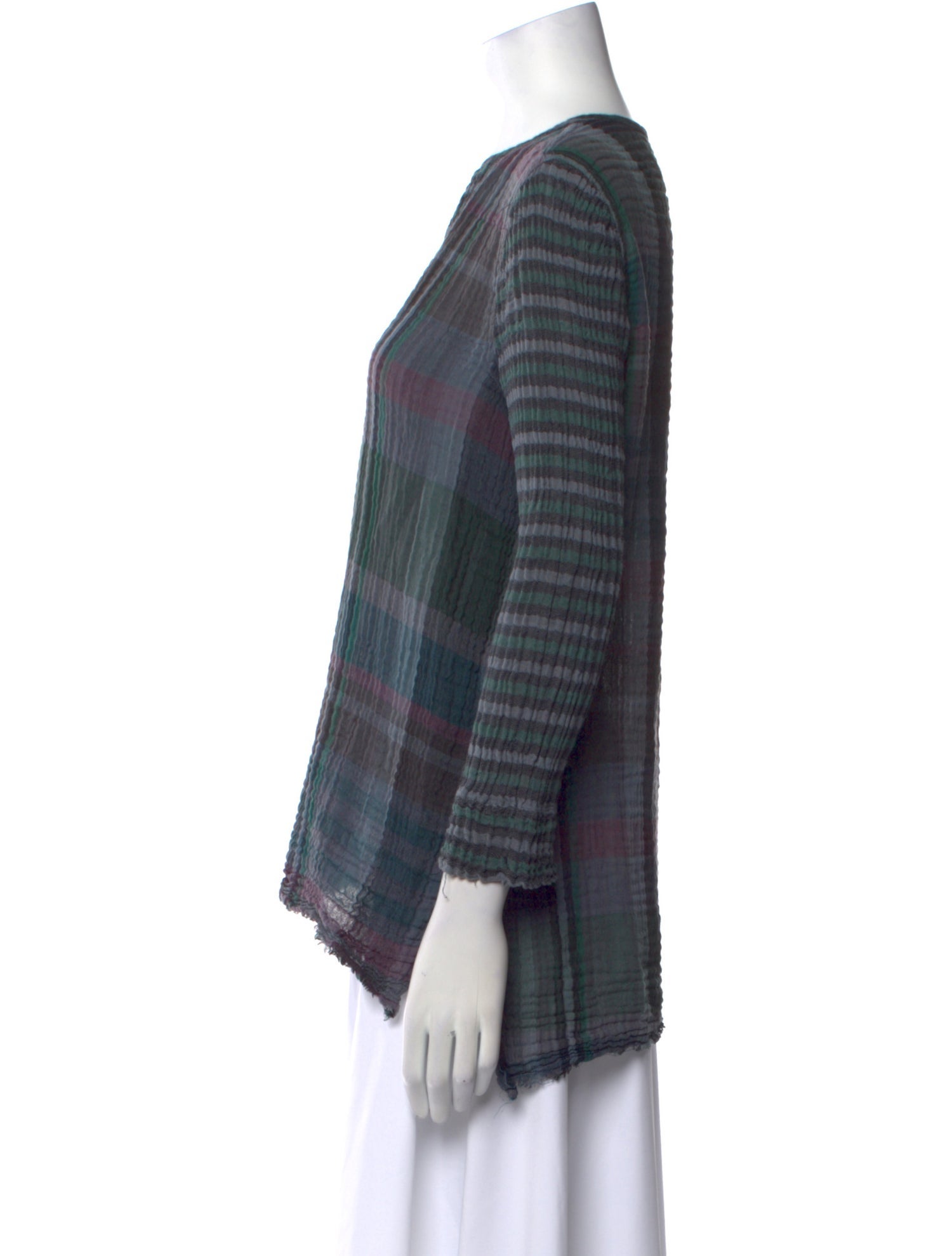 Raquel Allegra Plaid Print V-Neck Blouse