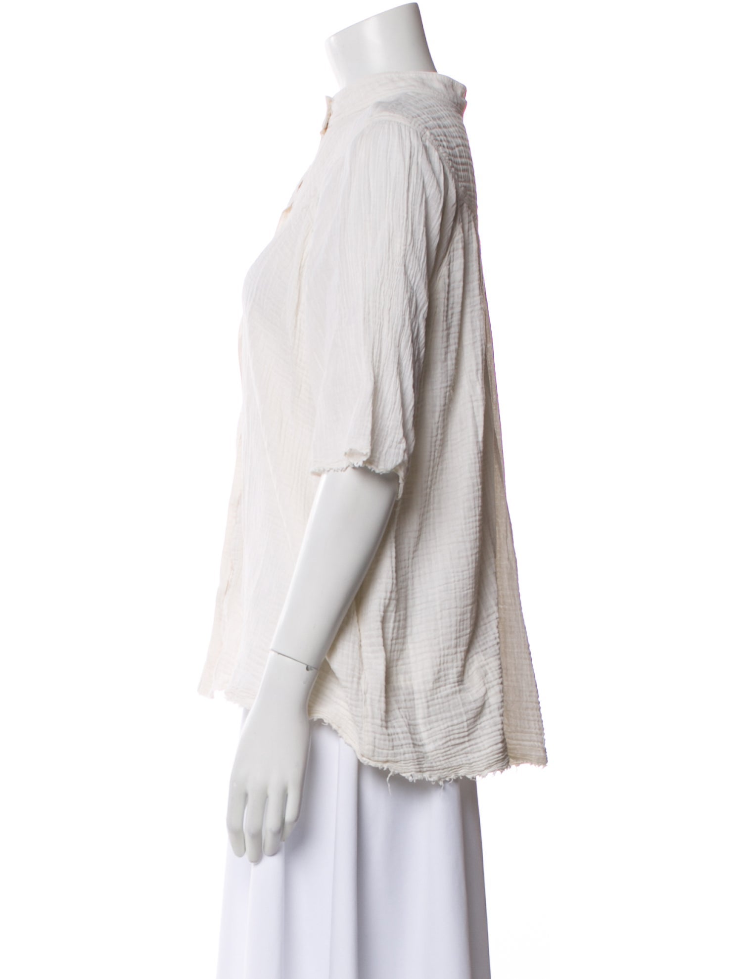 Raquel Allegra Mock Neck Three-Quarter Sleeve Blouse