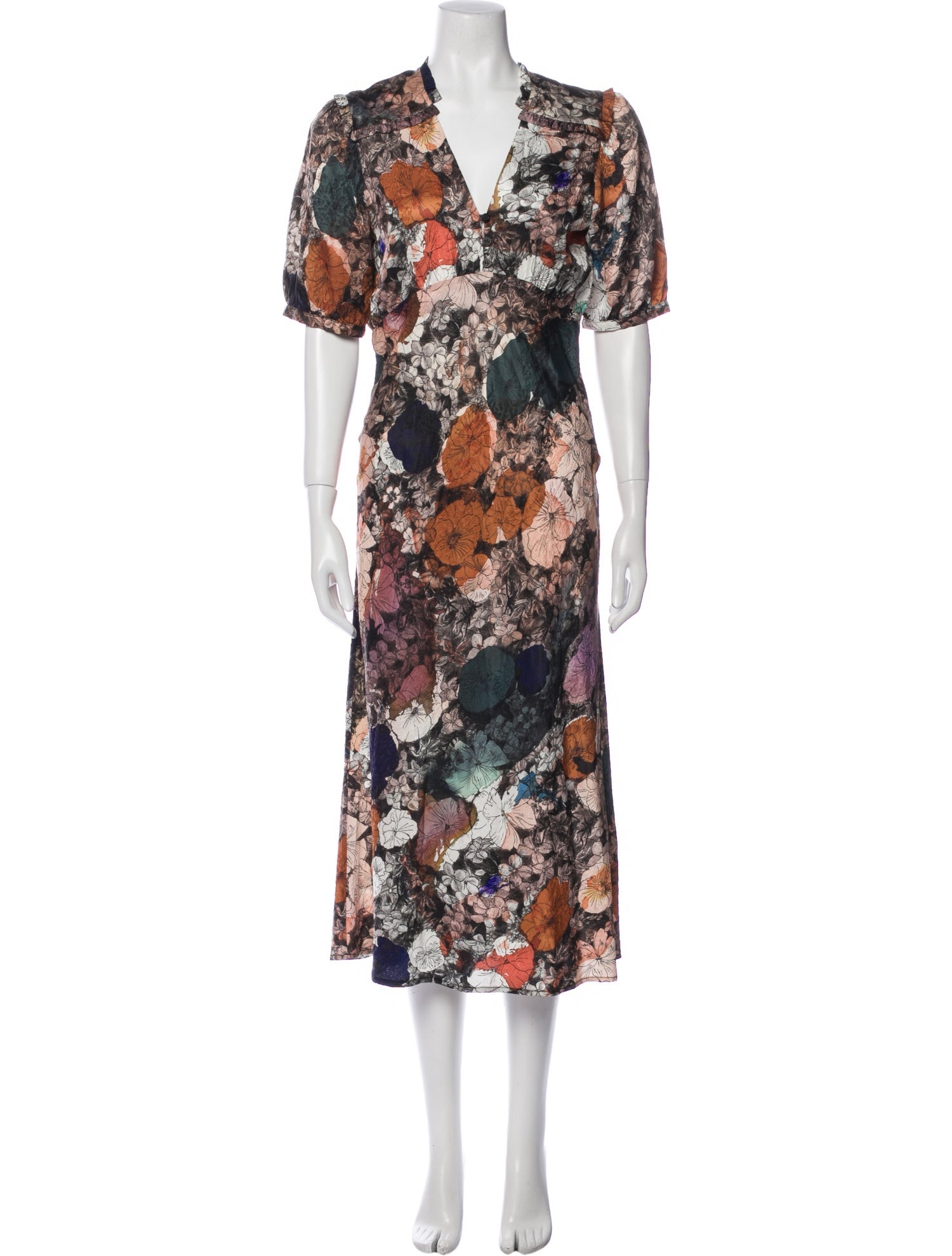 Raquel Allegra Floral Print Midi Length Dress