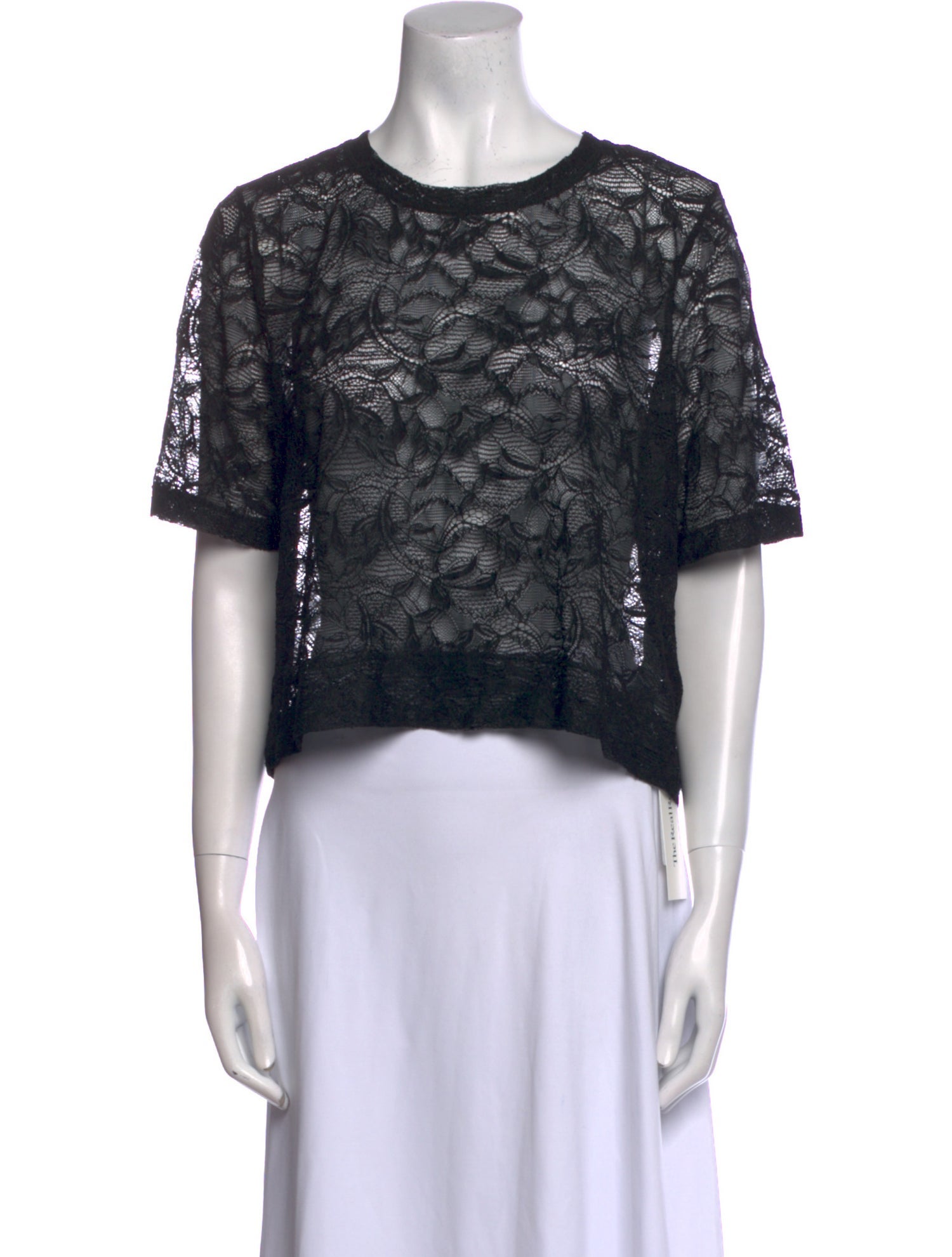 Raquel Allegra Lace Crew Neck Crop Top