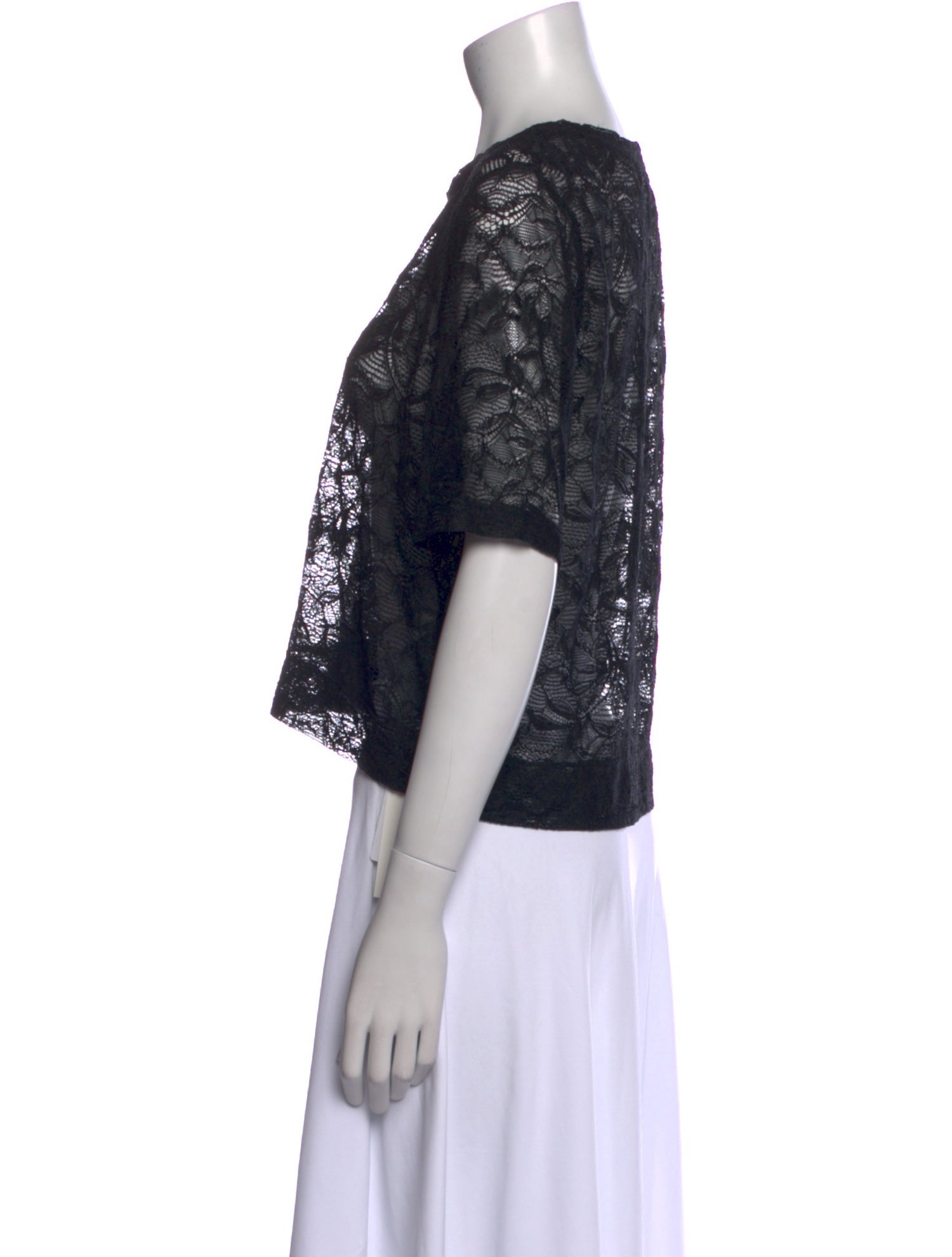 Raquel Allegra Lace Crew Neck Crop Top