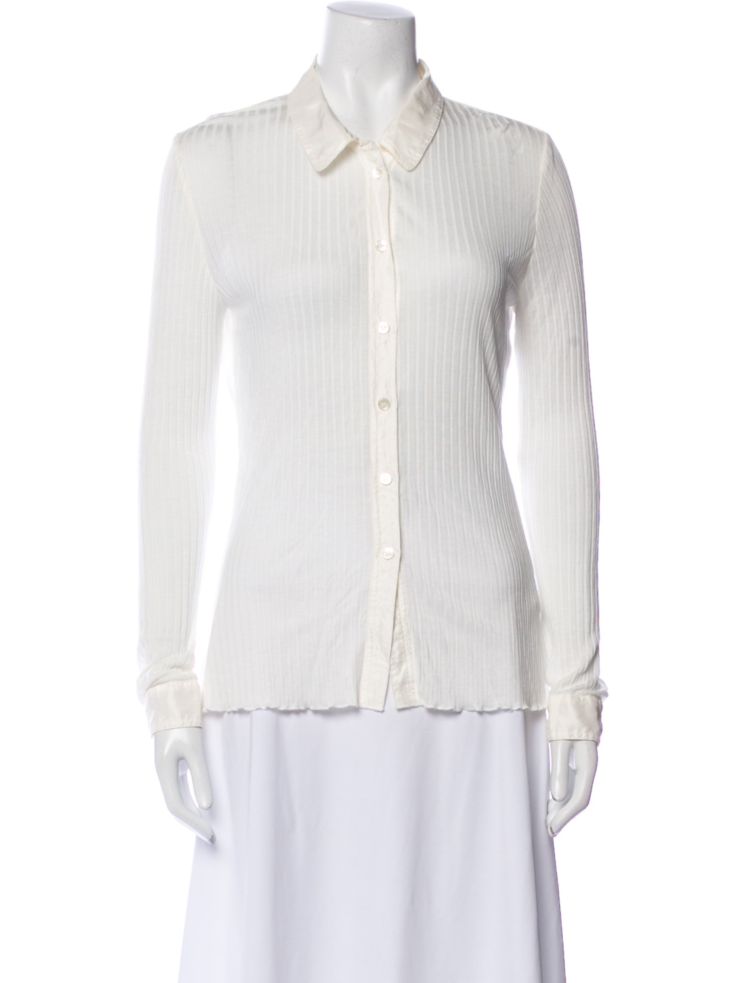 Raquel Allegra Silk Long Sleeve Button-Up Top