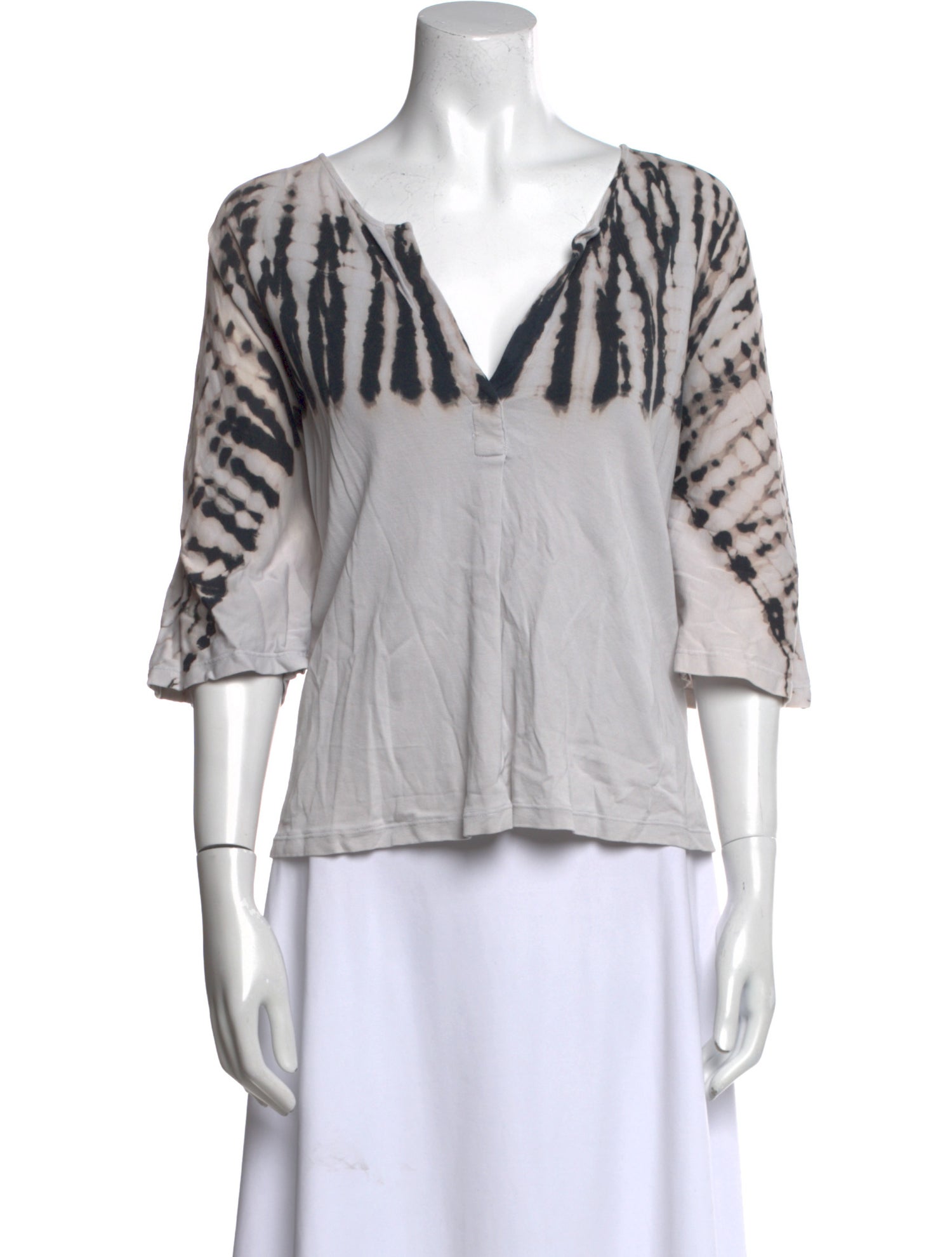 Raquel Allegra Tie-Dye Print V-Neck Top