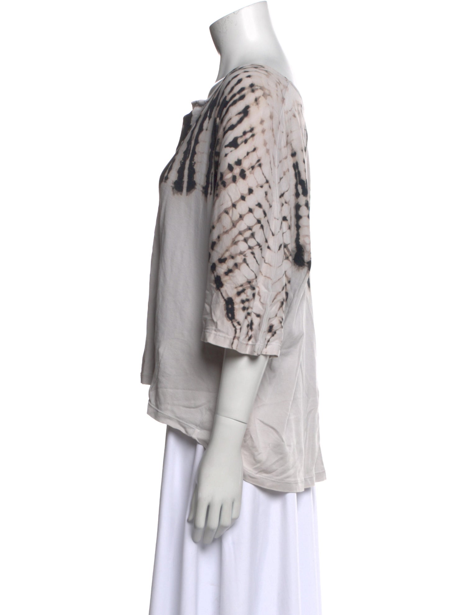 Raquel Allegra Tie-Dye Print V-Neck Top