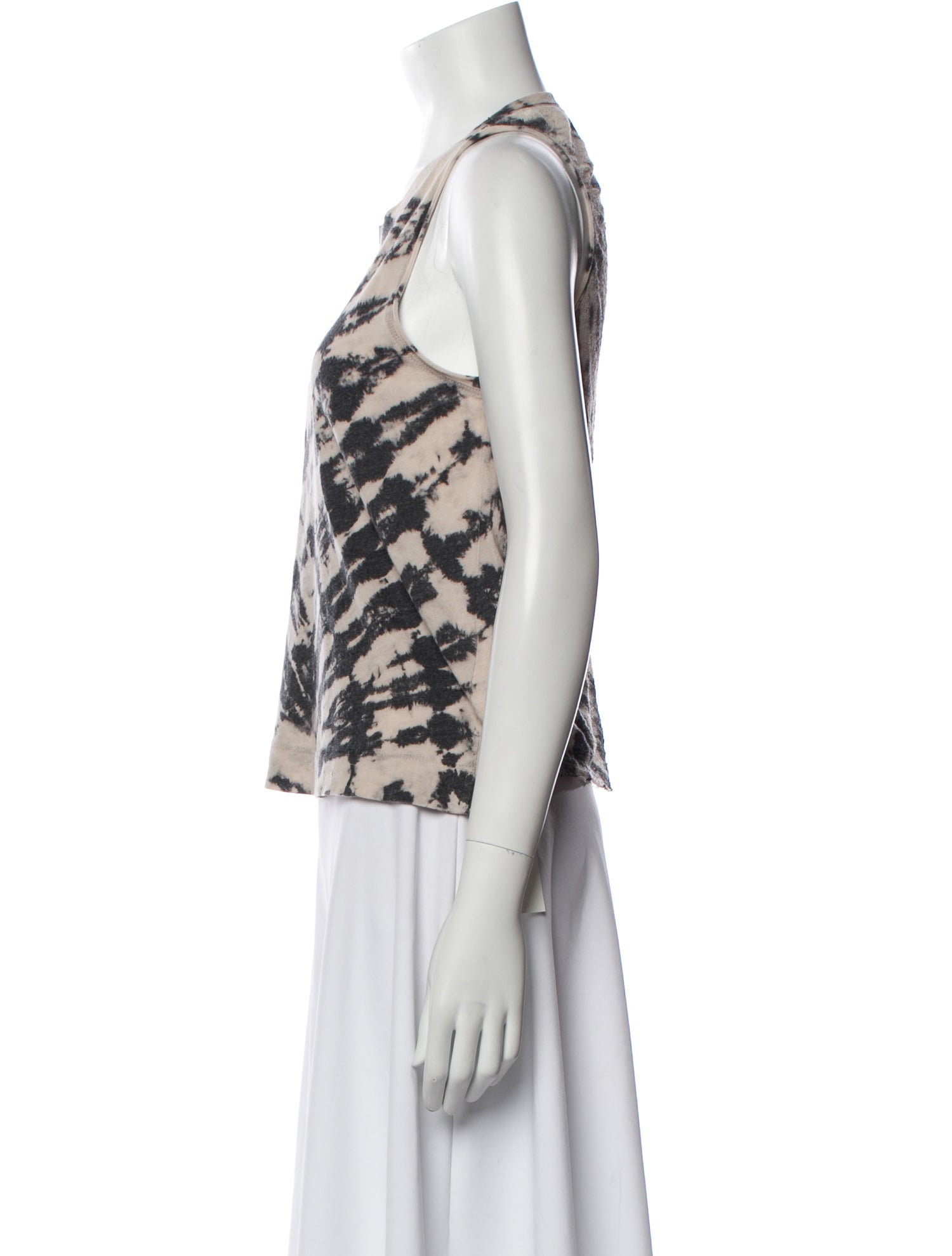 Raquel Allegra Tie-Dye Print Scoop Neck Top