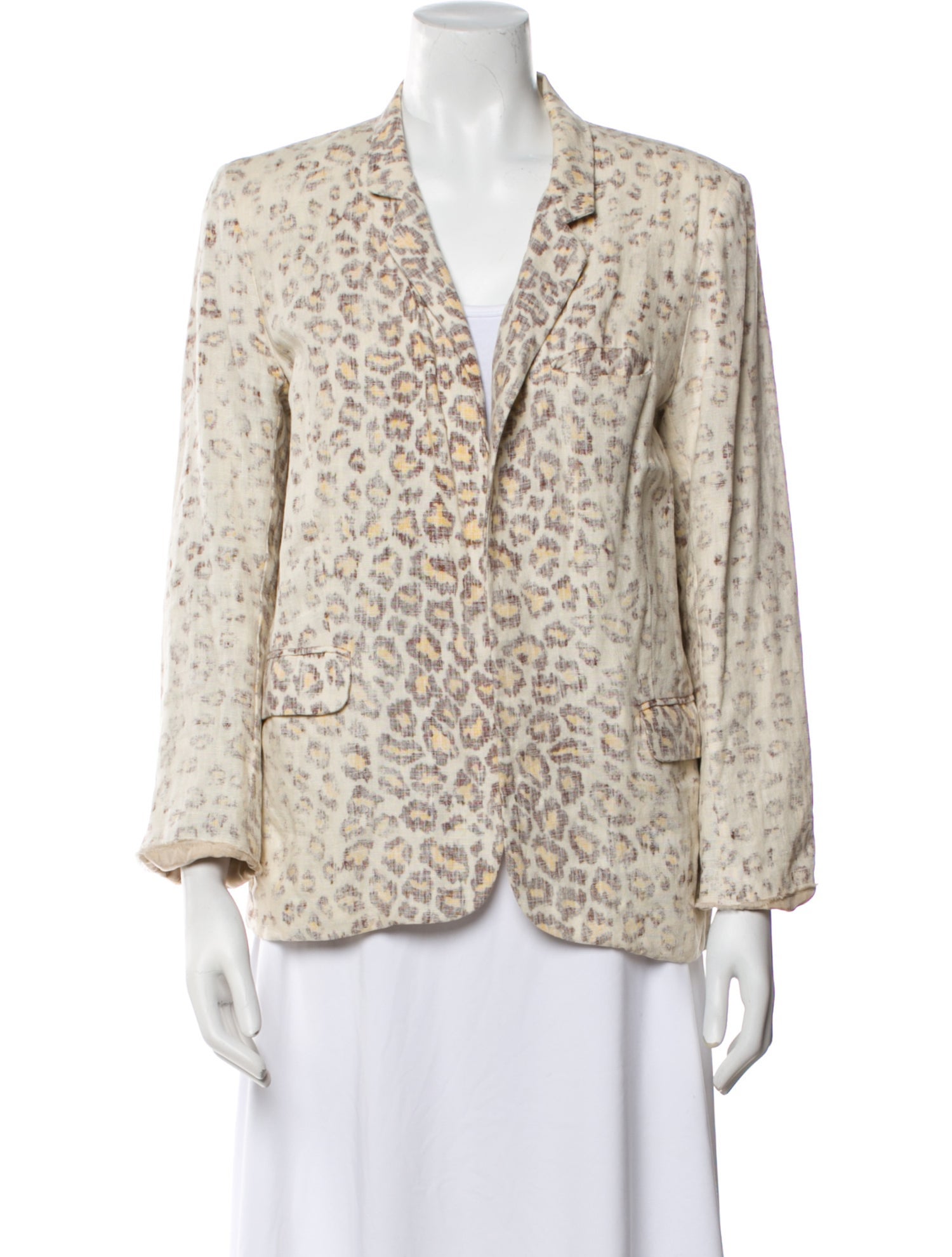 Raquel Allegra Linen Animal Print Blazer