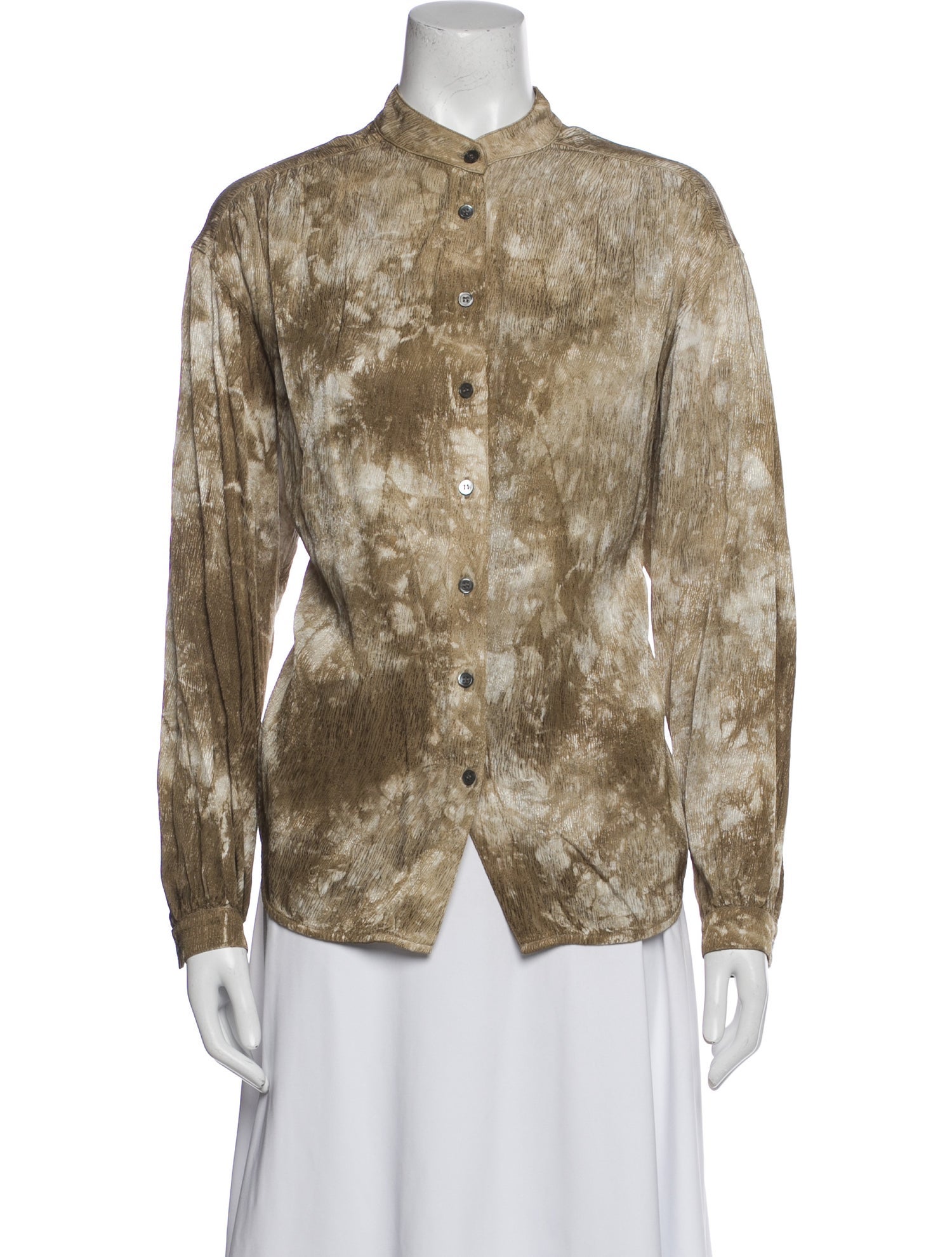 Raquel Allegra Printed Long Sleeve Button-Up Top
