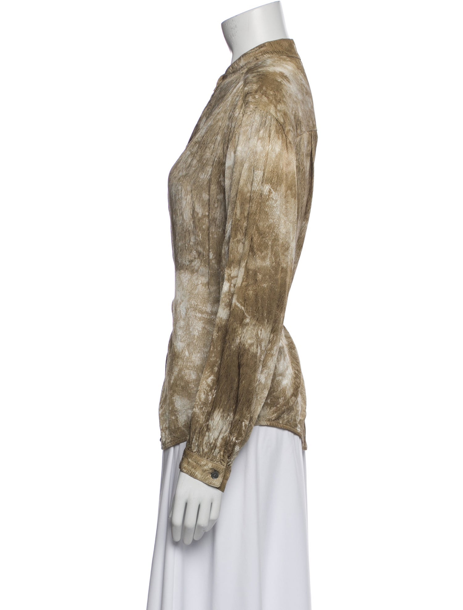 Raquel Allegra Printed Long Sleeve Button-Up Top