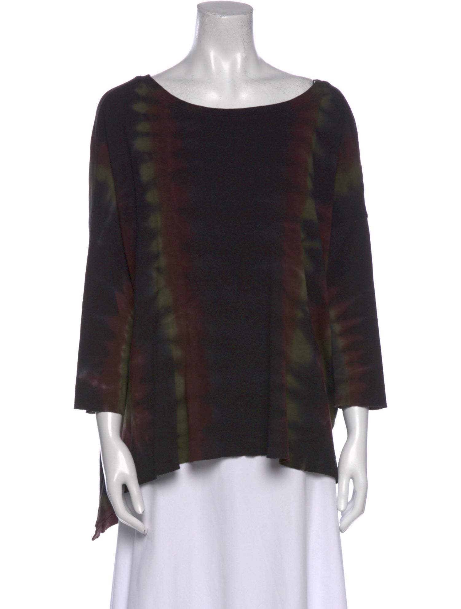 Raquel Allegra Tie-Dye Print Bateau Neckline Blouse