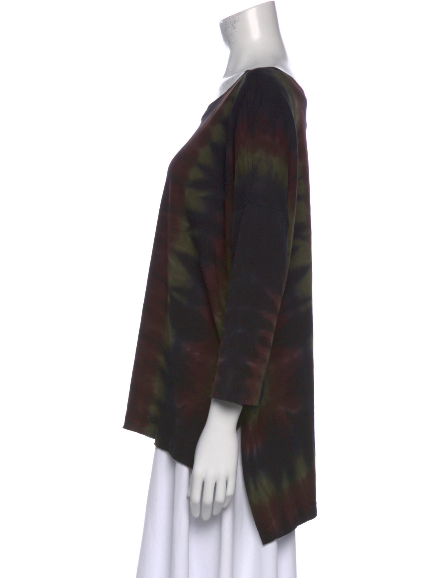 Raquel Allegra Tie-Dye Print Bateau Neckline Blouse