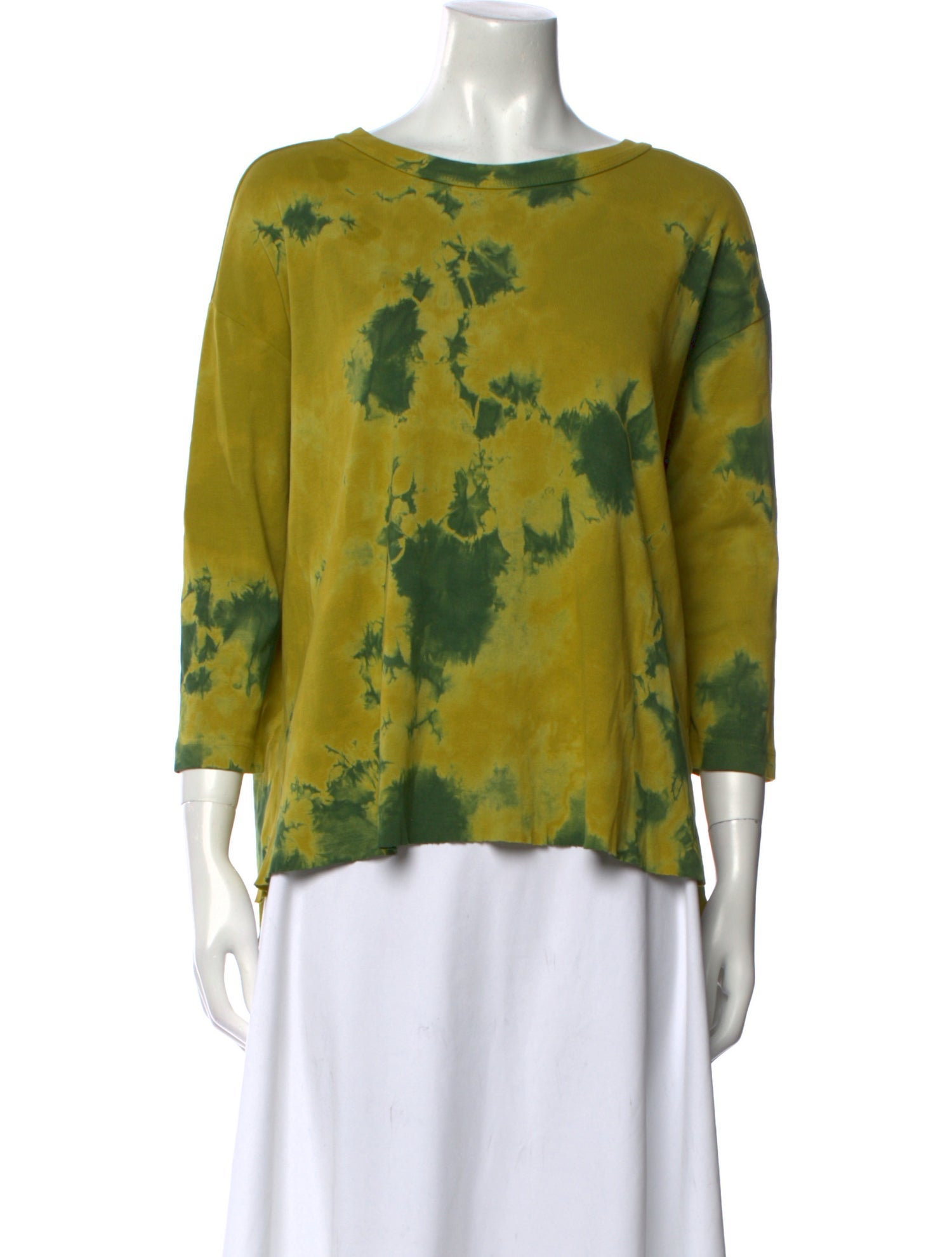 Raquel Allegra Tie-Dye Print Bateau Neckline Blouse