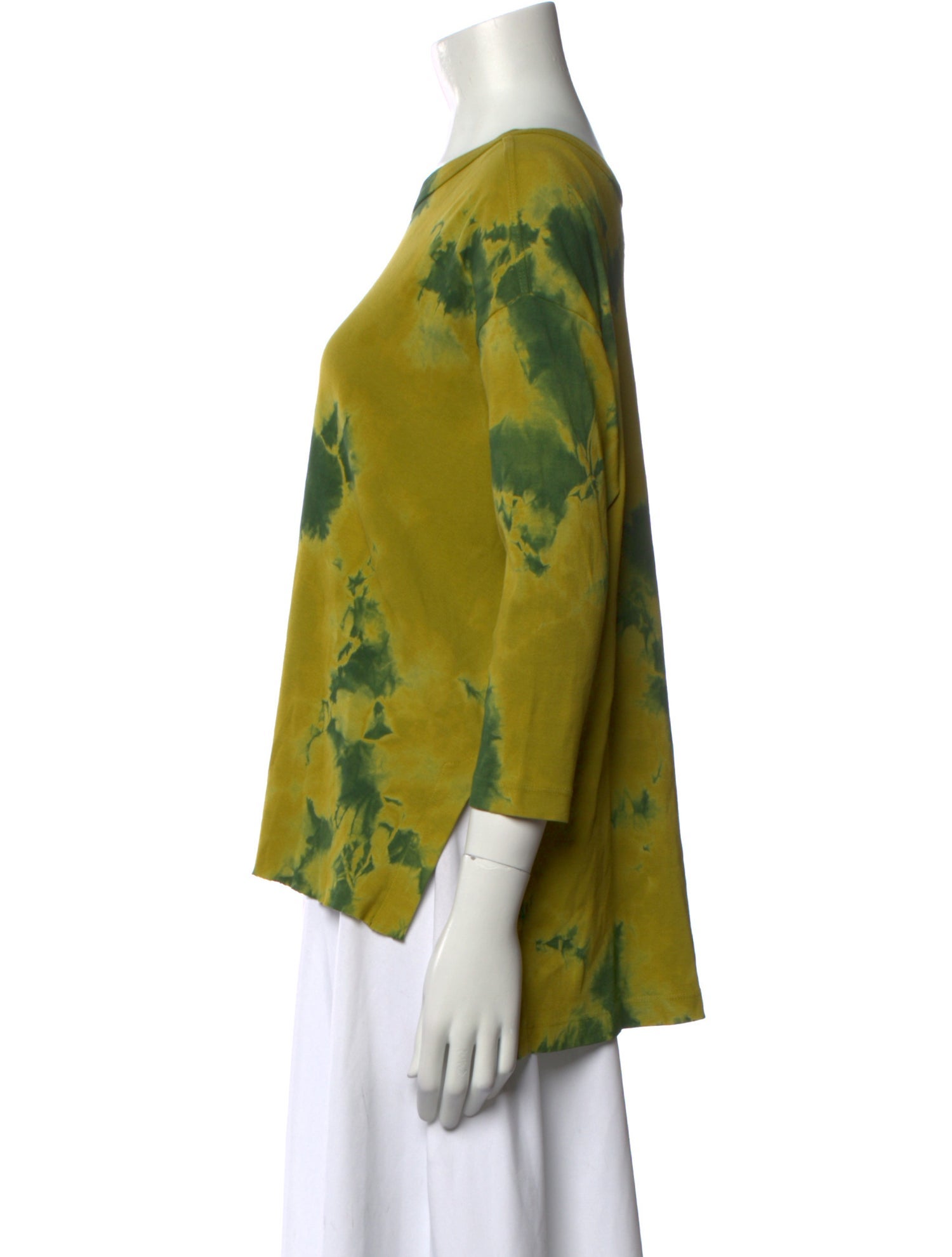 Raquel Allegra Tie-Dye Print Bateau Neckline Blouse