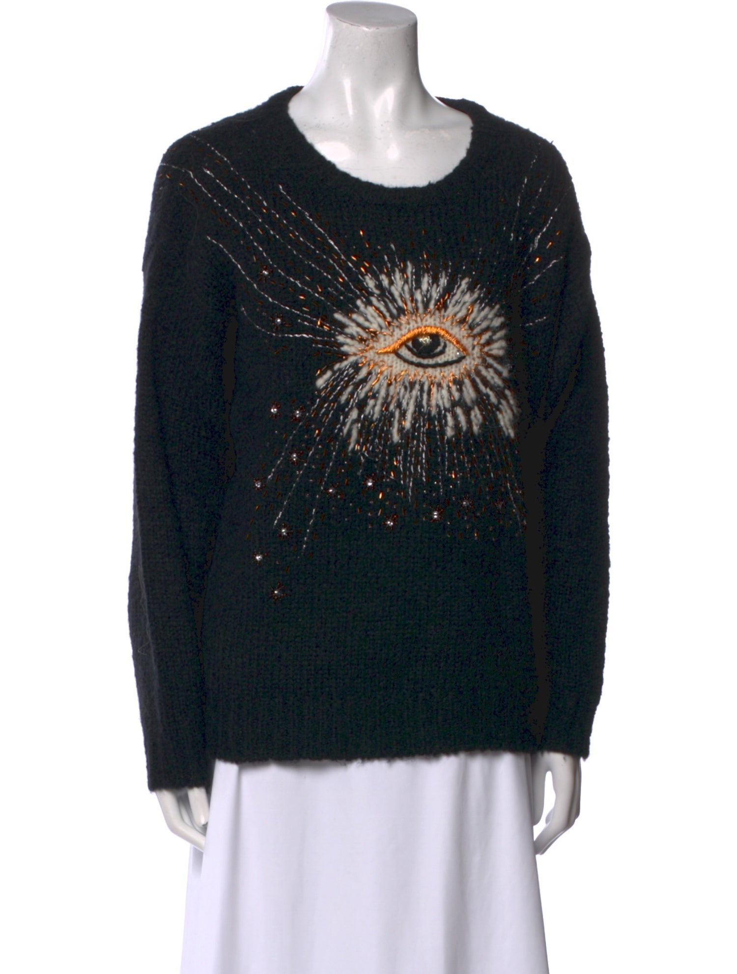 Raquel Allegra Cable Knit Printed Sweater