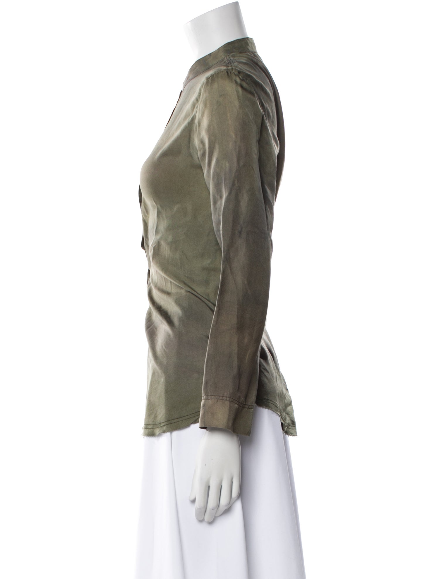 Raquel Allegra Silk Long Sleeve Button-Up Top