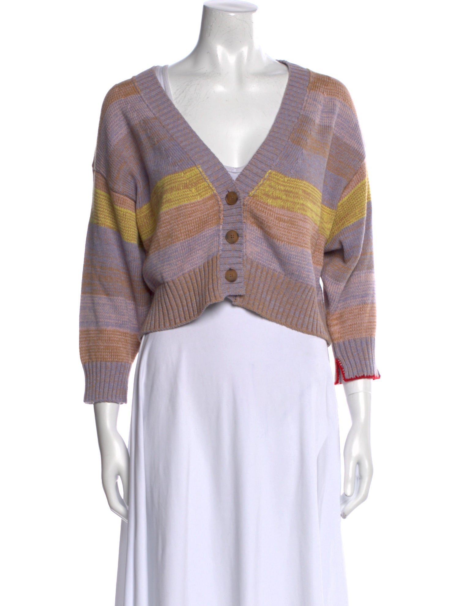 Raquel Allegra Striped V-Neck Sweater