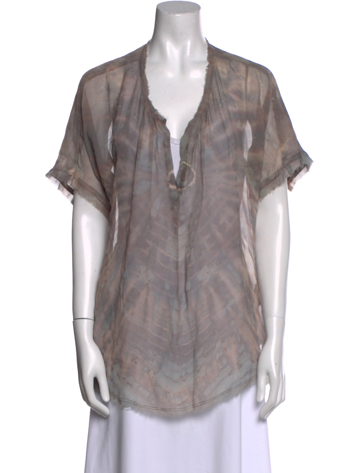Raquel Allegra Silk Tie-Dye Print Blouse