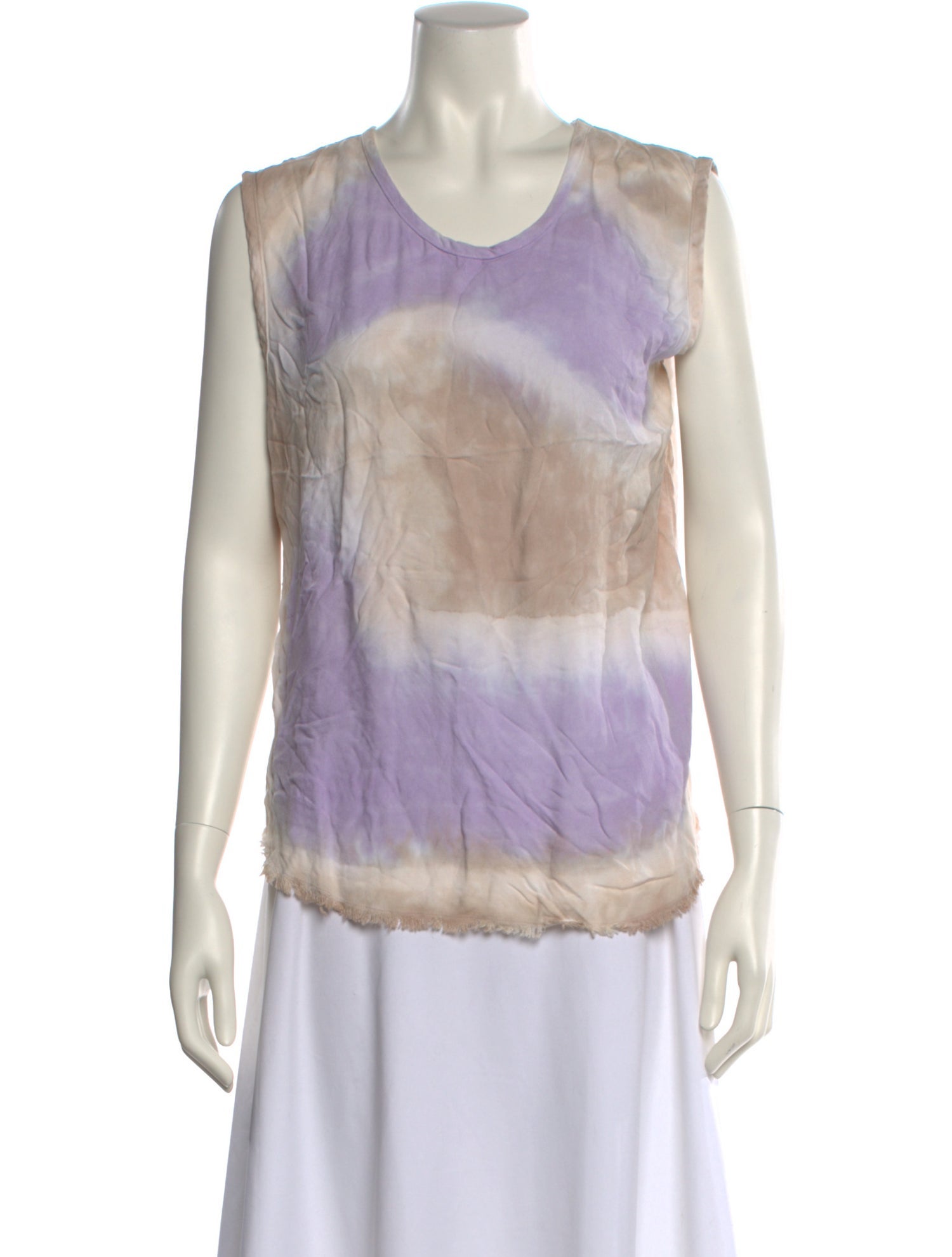 Raquel Allegra Tie-Dye Print Scoop Neck Top
