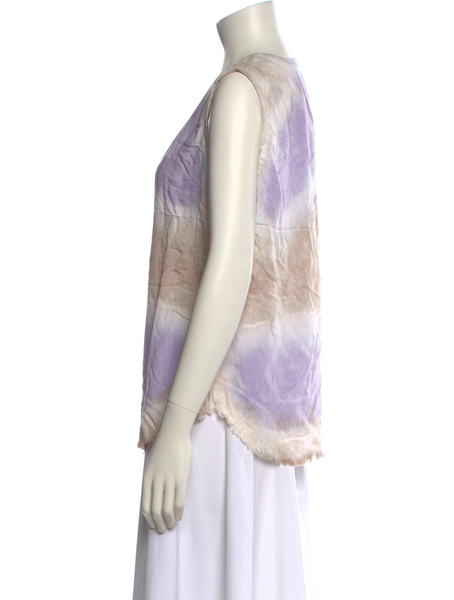 Raquel Allegra Tie-Dye Print Scoop Neck Top