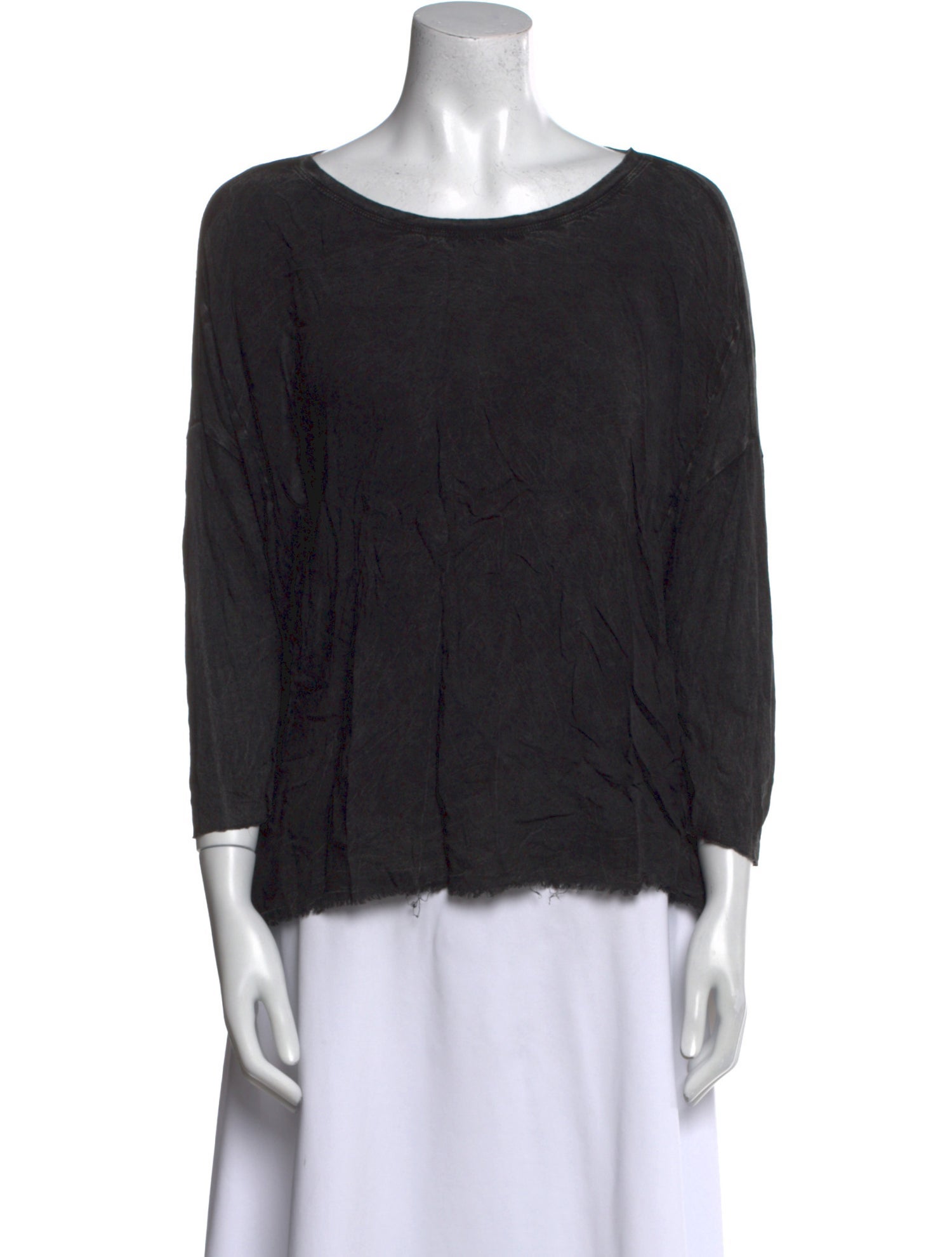 Raquel Allegra Bateau Neckline Three-Quarter Sleeve Top