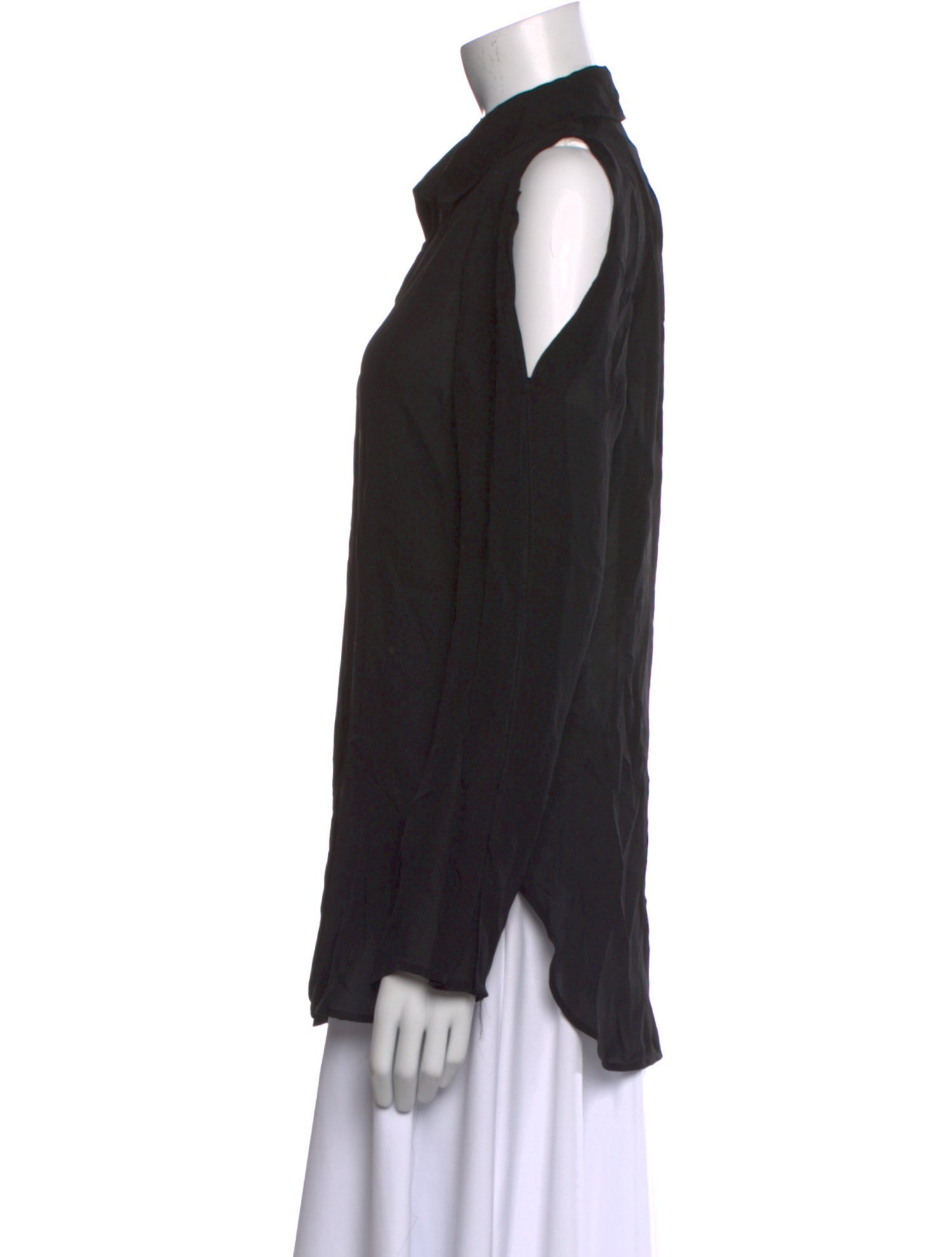 Raquel Allegra Silk Long Sleeve Button-Up Top