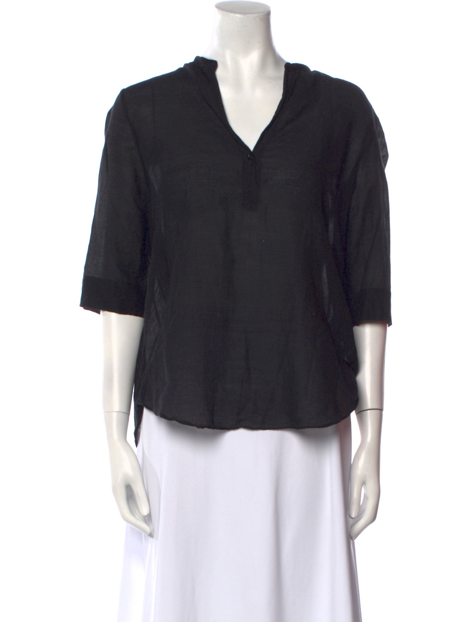 Raquel Allegra V-Neck Three-Quarter Sleeve Blouse