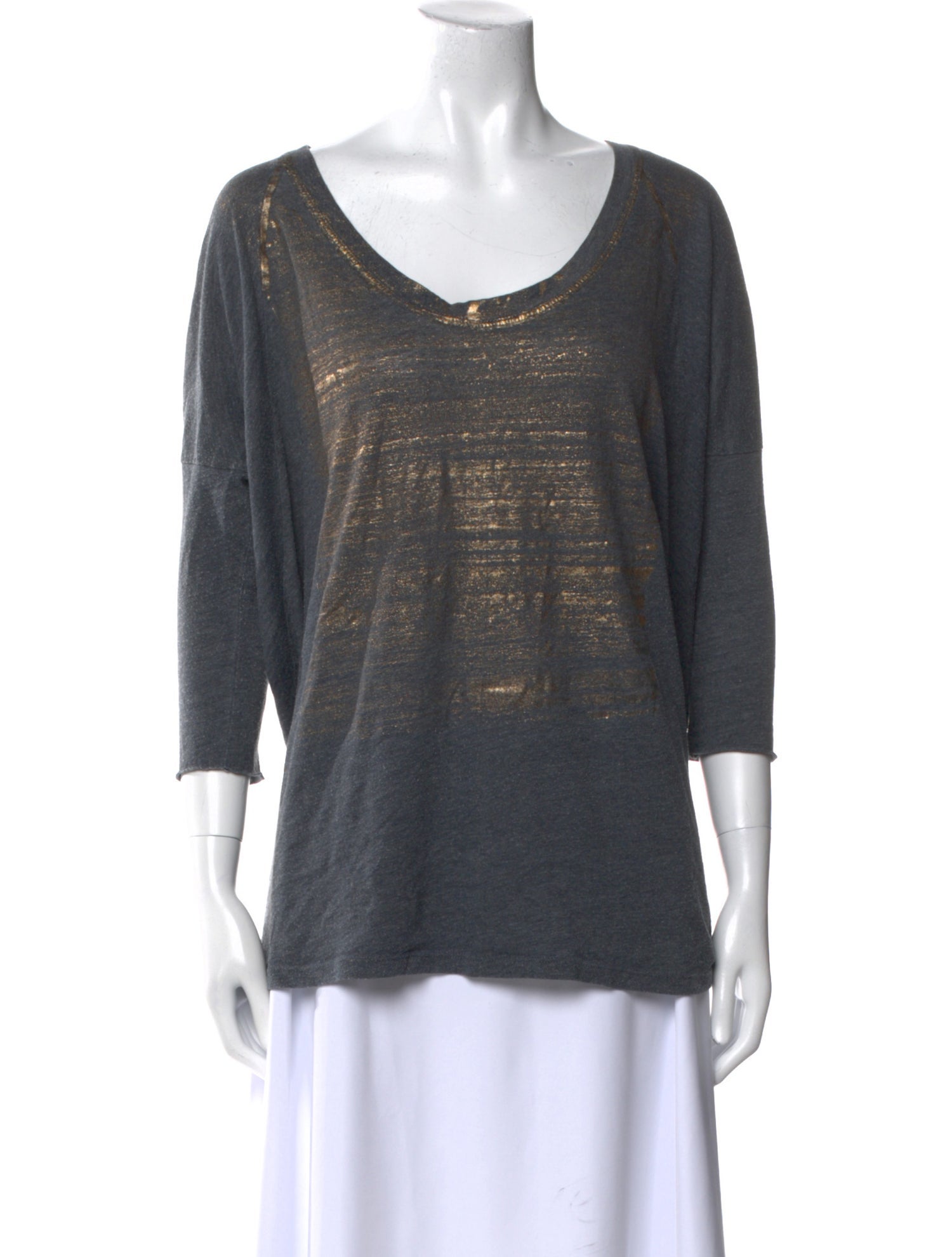 Raquel Allegra Scoop Neck Three-Quarter Sleeve T-Shirt
