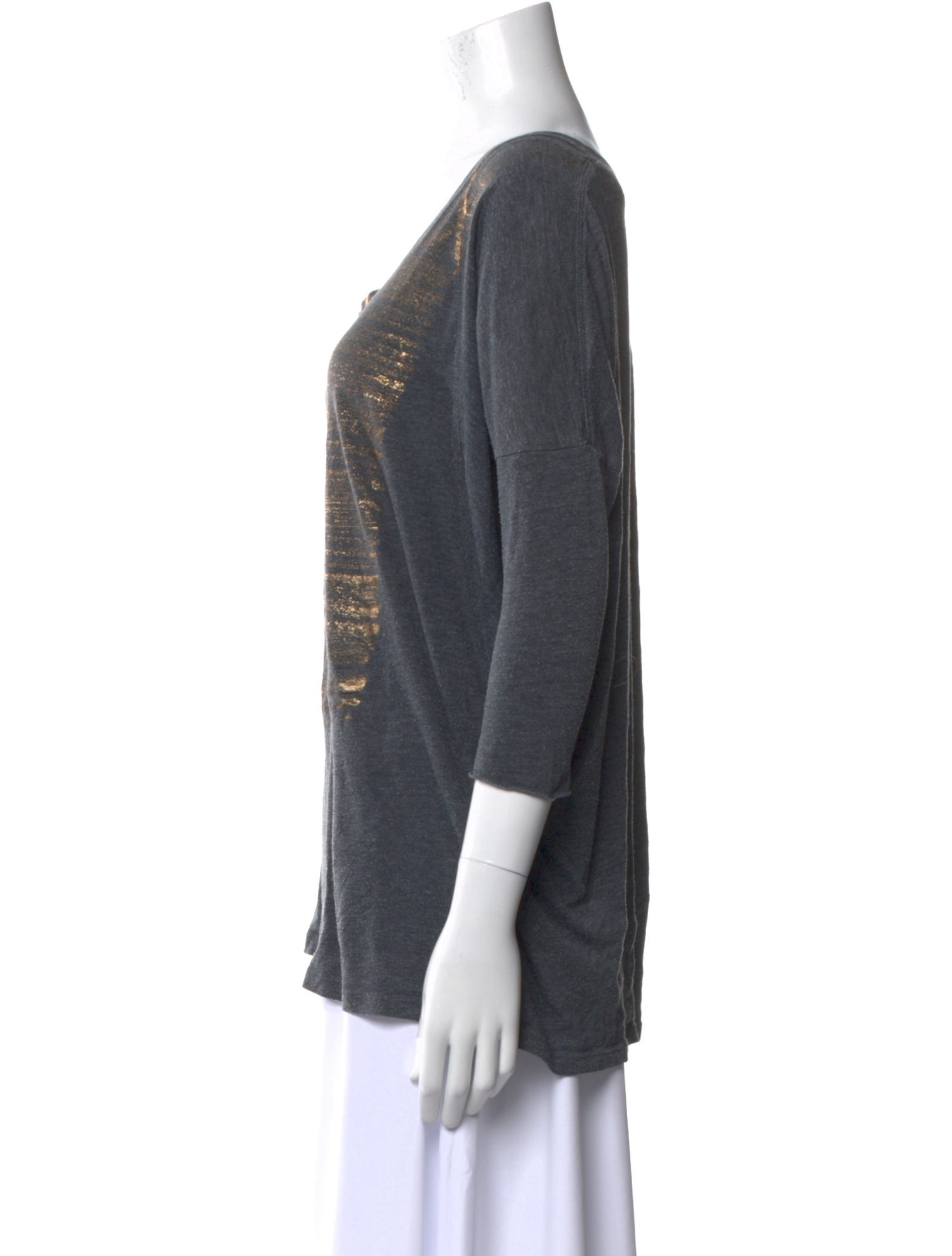 Raquel Allegra Scoop Neck Three-Quarter Sleeve T-Shirt