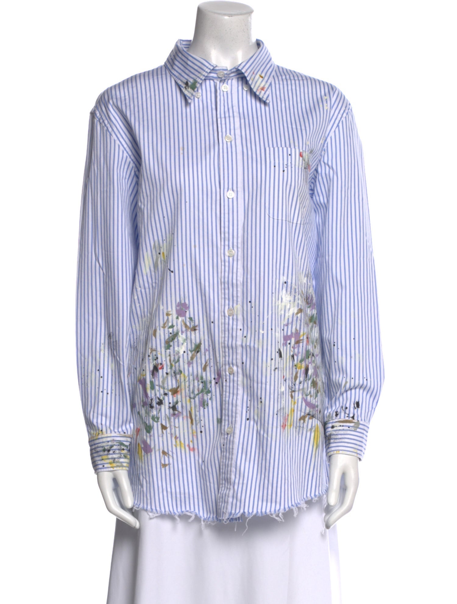 Raquel Allegra Striped Long Sleeve Button-Up Top