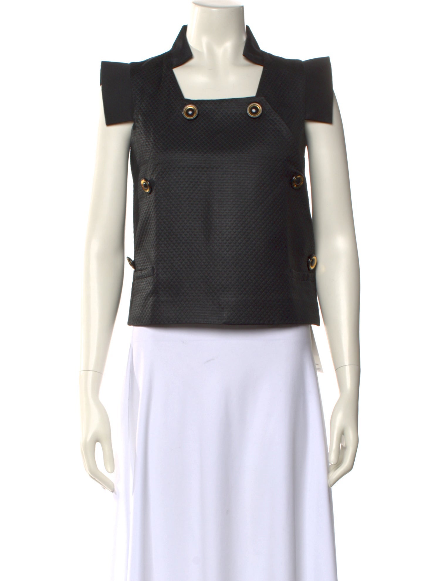 Requiem Square Neckline Short Sleeve Crop Top