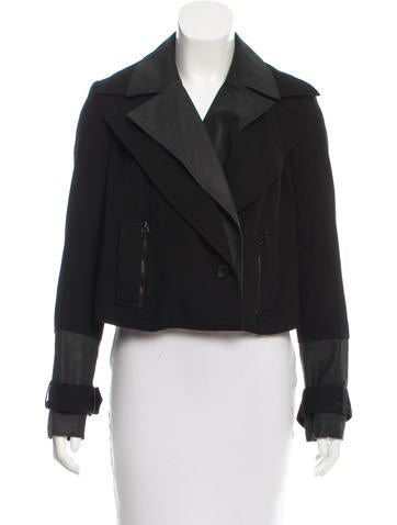 Robert Rodriguez Leather-Trimmed Double-Breasted Jacket