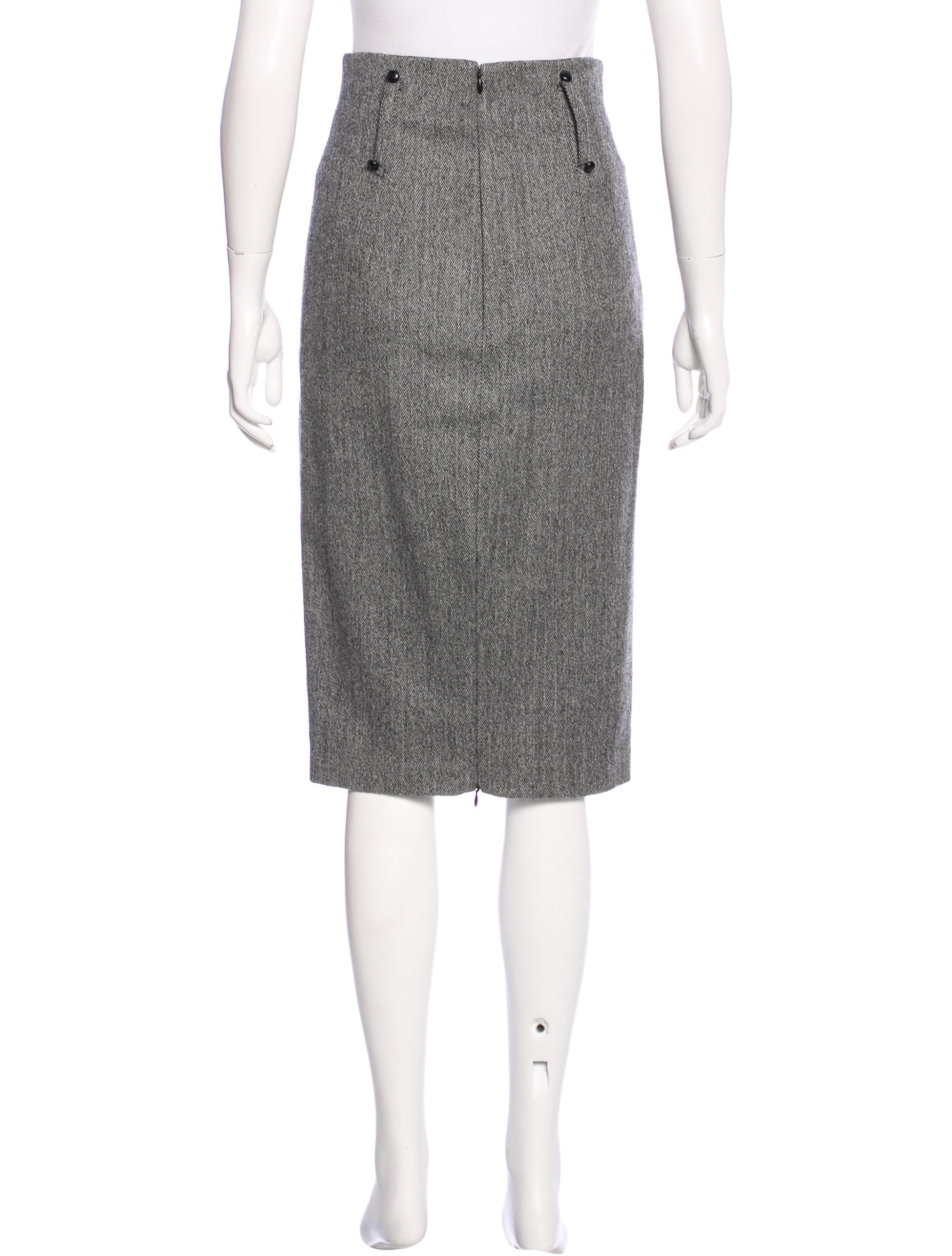 Robert Rodriguez Herringbone Wool Skirt Clothing WRR29121 The