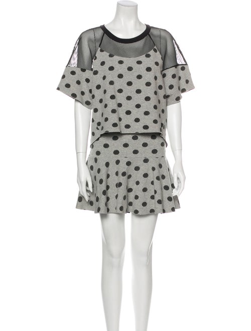 Robert Rodriguez Polka Dot Print Skirt Set Grey