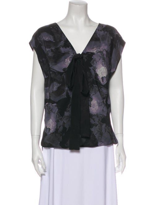 Robert Rodriguez Silk Floral Print Blouse Grey