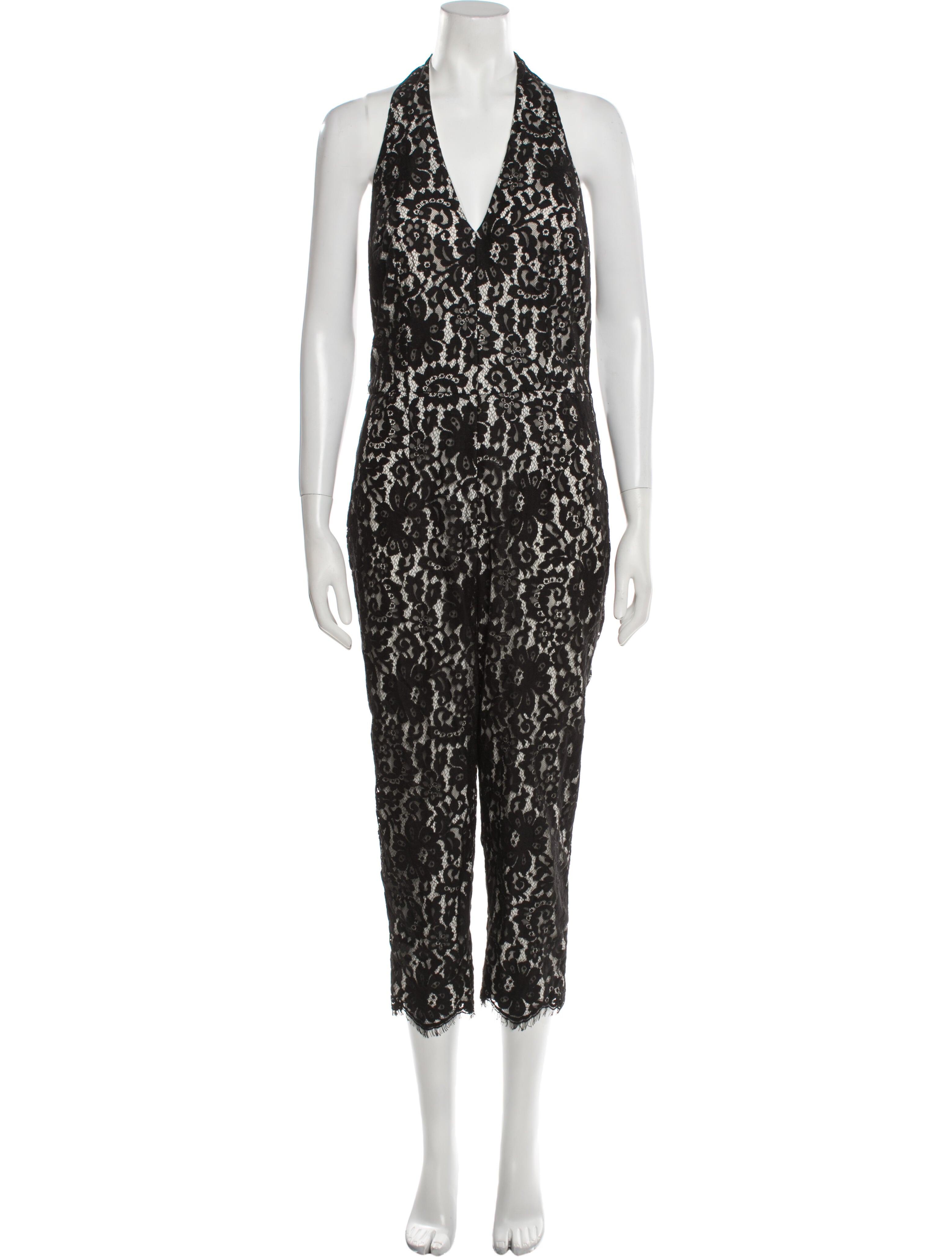 Robert Rodriguez Lace Pattern V-Neck Jumpsuit