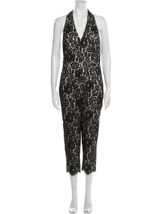 Robert Rodriguez Lace Pattern V-Neck Jumpsuit