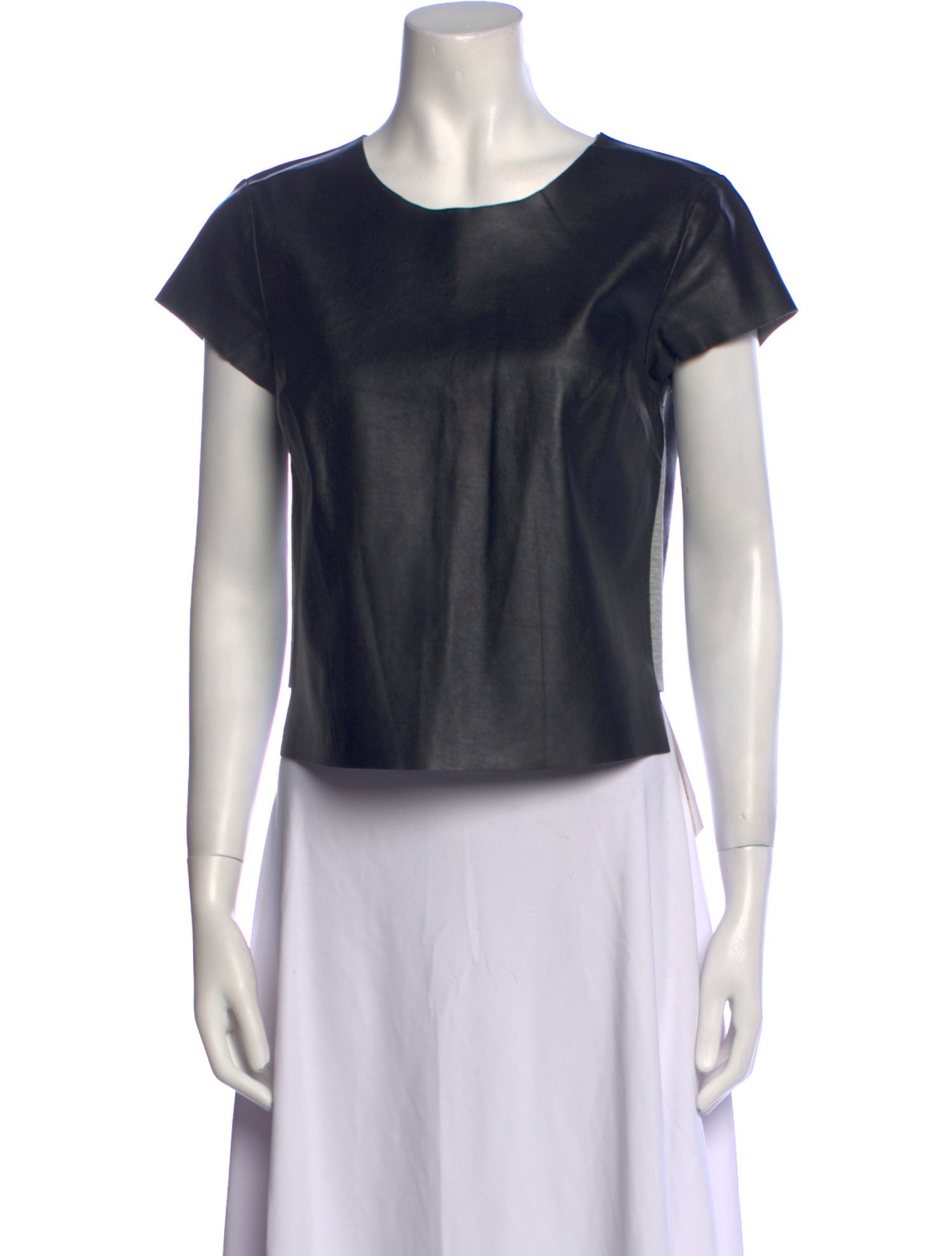 Robert Rodriguez Leather Scoop Neck Crop Top