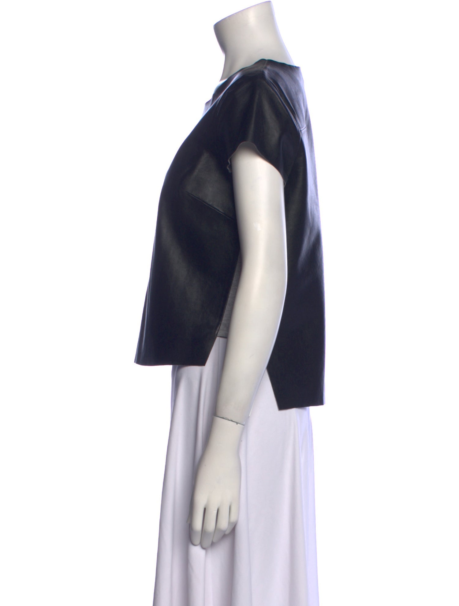 Robert Rodriguez Leather Scoop Neck Crop Top