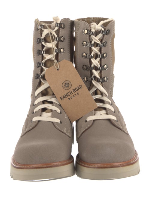 Ranch Road Boots Suede Colorblock Pattern Combat Boots