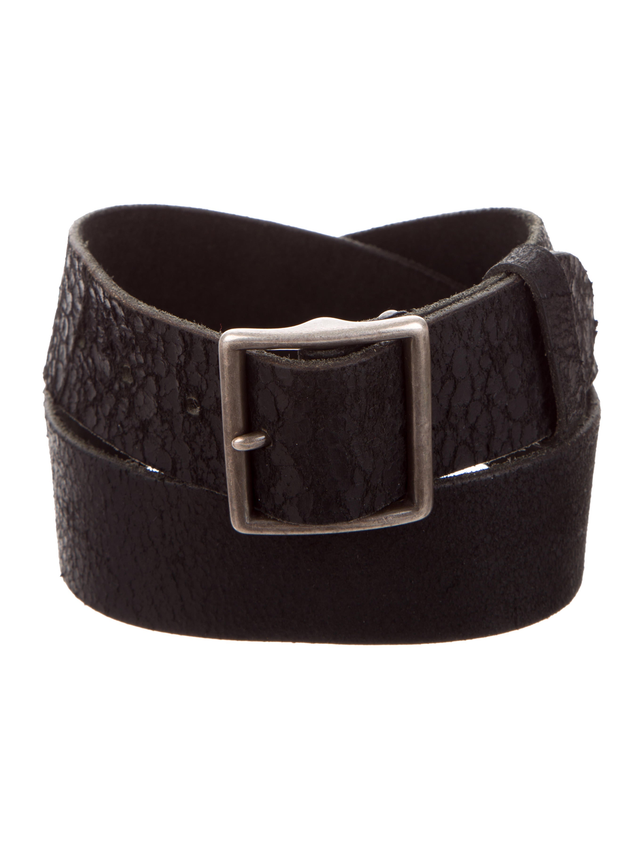 RRL & Co. Distressed Leather Buckle Belt - Black Belts 