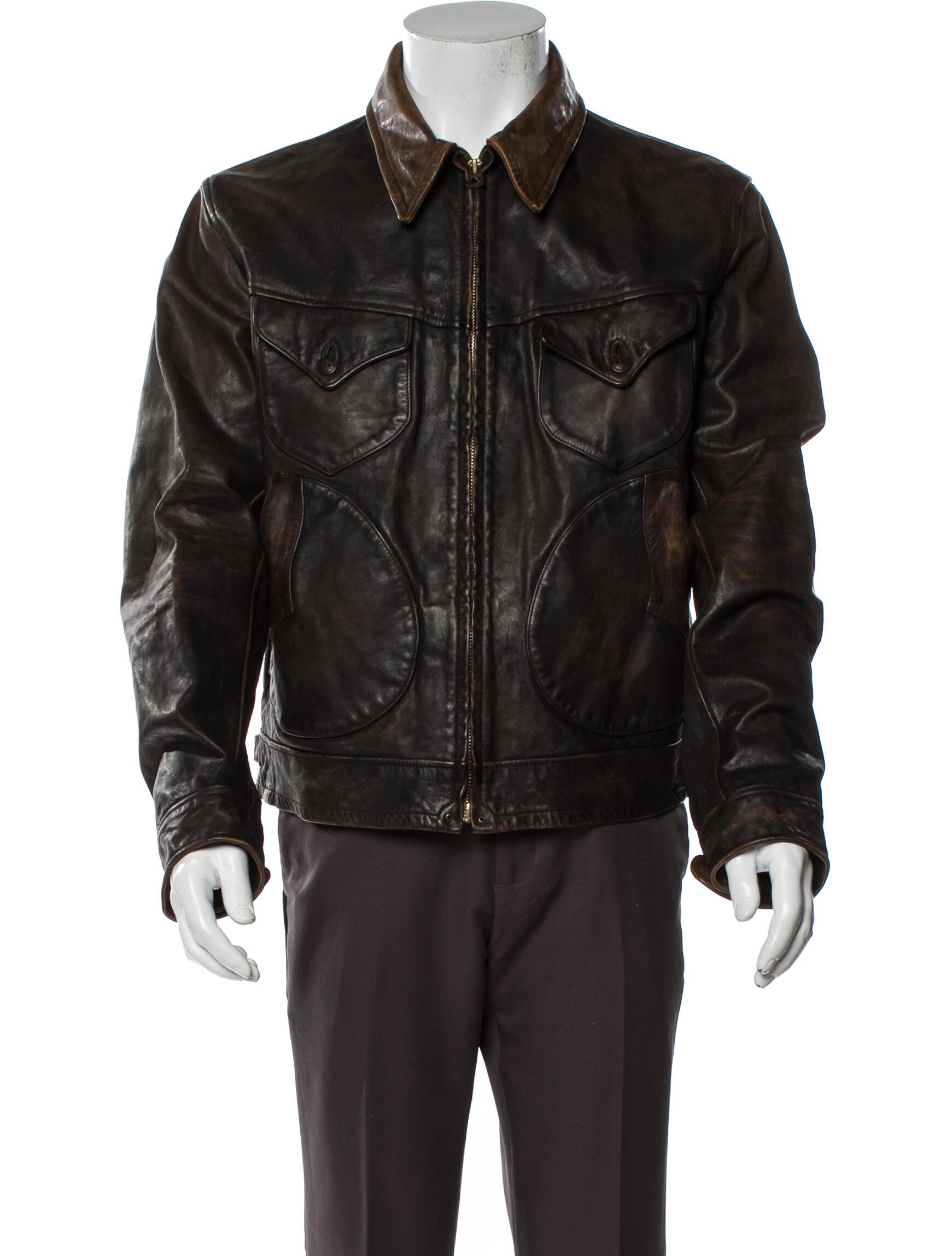 【極美品】RRL Slim Fit Leather Moto Jacket M Slim Fit Leather Moto Jacket | Ralph Lauren