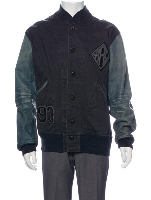 RRL & Co. Colorblock Pattern Bomber Jacket Blue