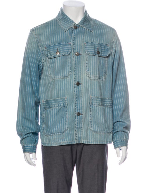 RRL & Co. Striped Trucker Jacket Blue
