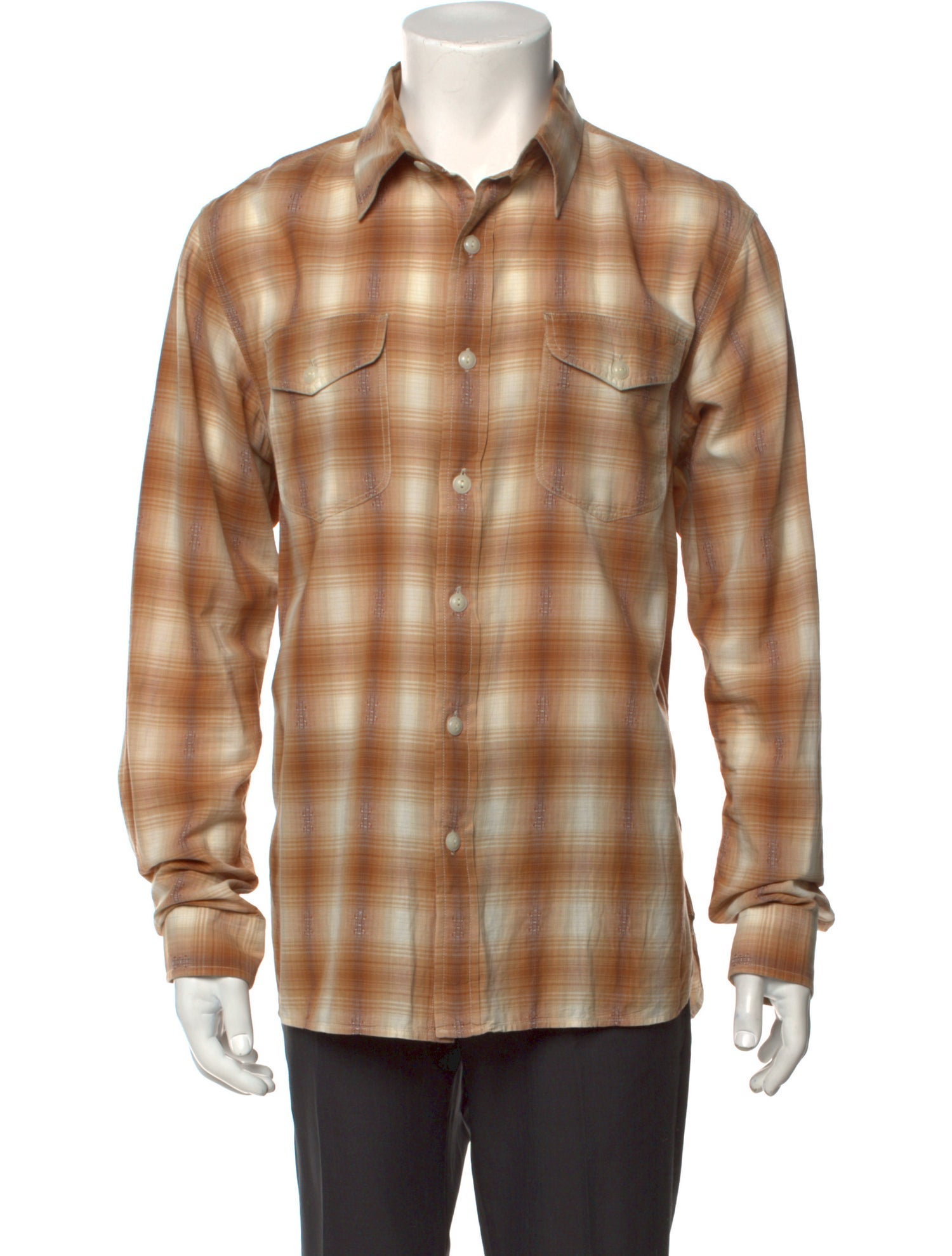 RRL & Co. Plaid Print Long Sleeve Western Shirt