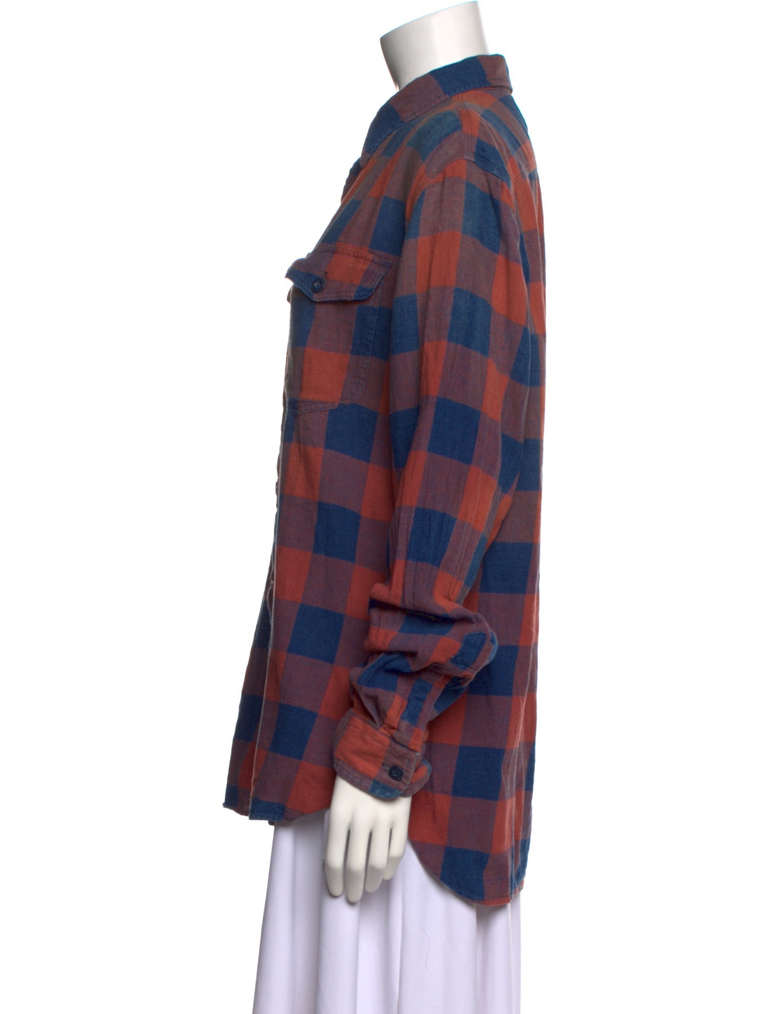RRL & Co. Plaid Print Long Sleeve Button-Up Top