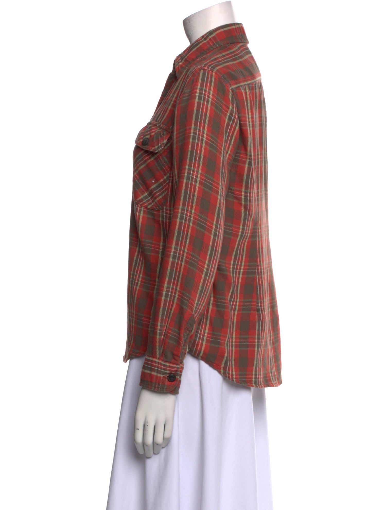 RRL & Co. Plaid Print Long Sleeve Button-Up Top