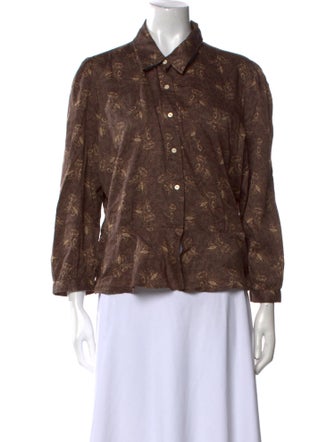 RRL & Co. Printed Three-Quarter Sleeve Button-Up Top