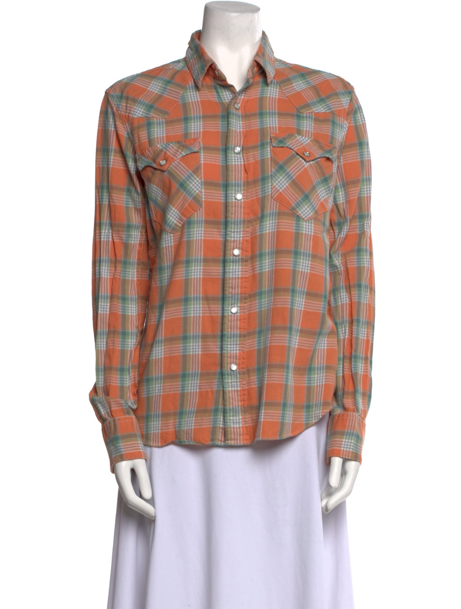 RRL & Co. Plaid Print Long Sleeve Button-Up Top